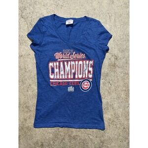 Chicago Cubs Womens Size M T-Shirt 2016 MLB World Series Champions Blue